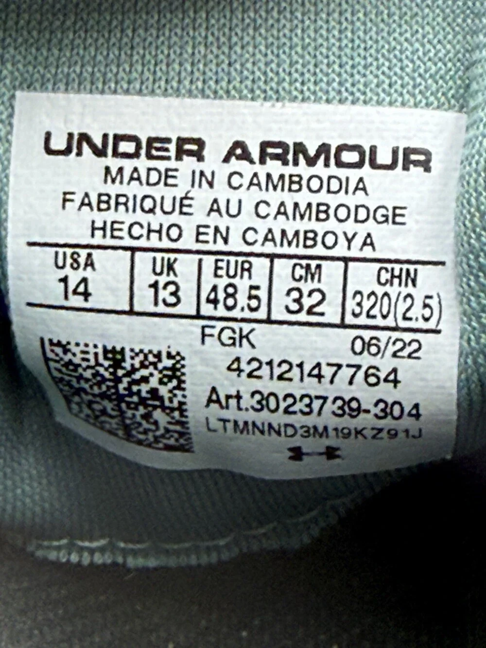 Under Armour Shoes Men’s Size 14 Sneakers Teal Athletic Gym Running